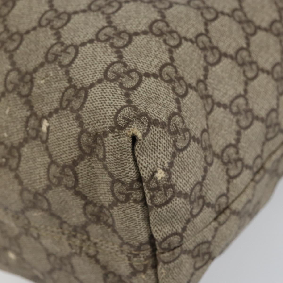 GUCCI GG Supreme Tote Bag PVC Leather Beige White Silver 181084 Auth 146838