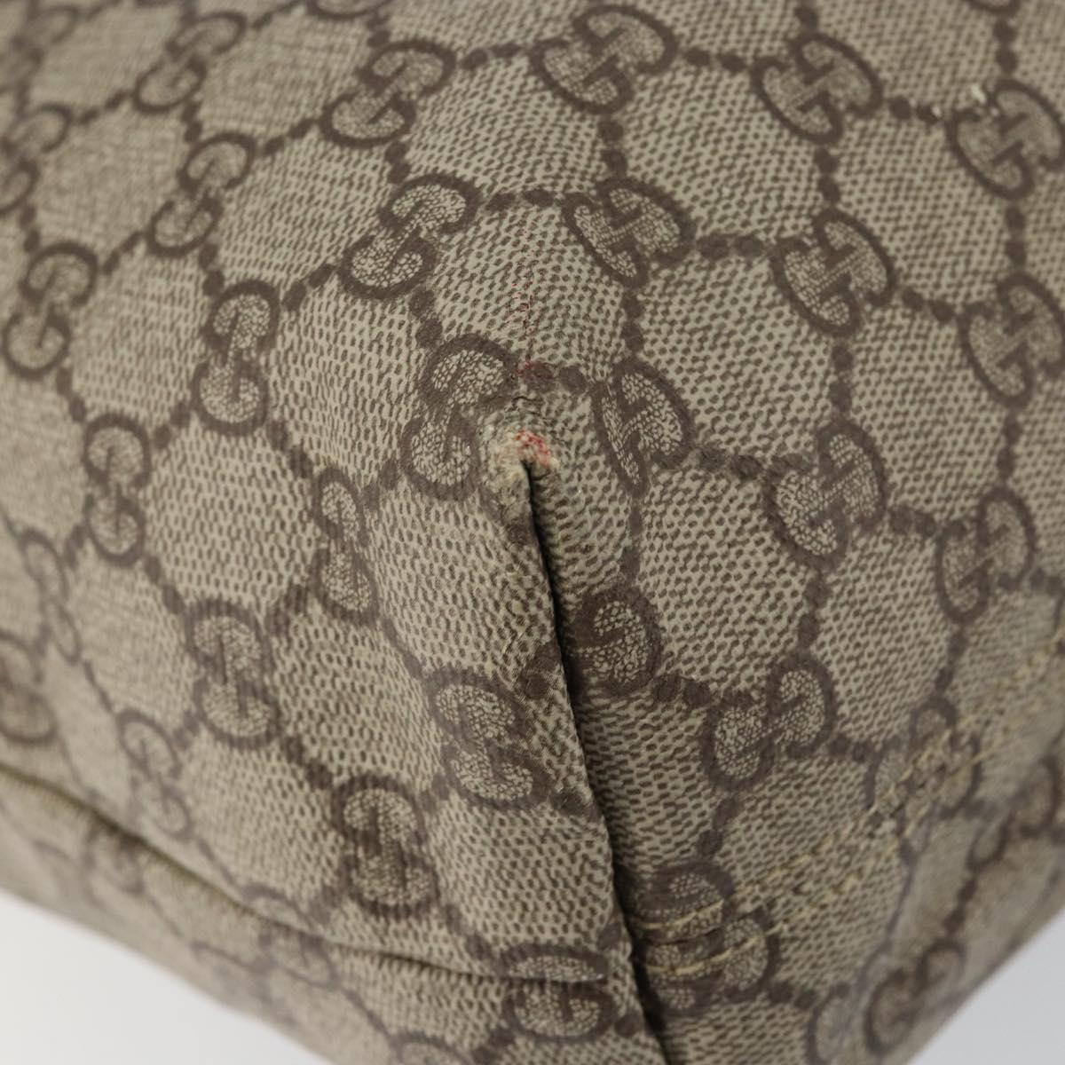 GUCCI GG Supreme Tote Bag PVC Leather Beige White Silver 181084 Auth 146838