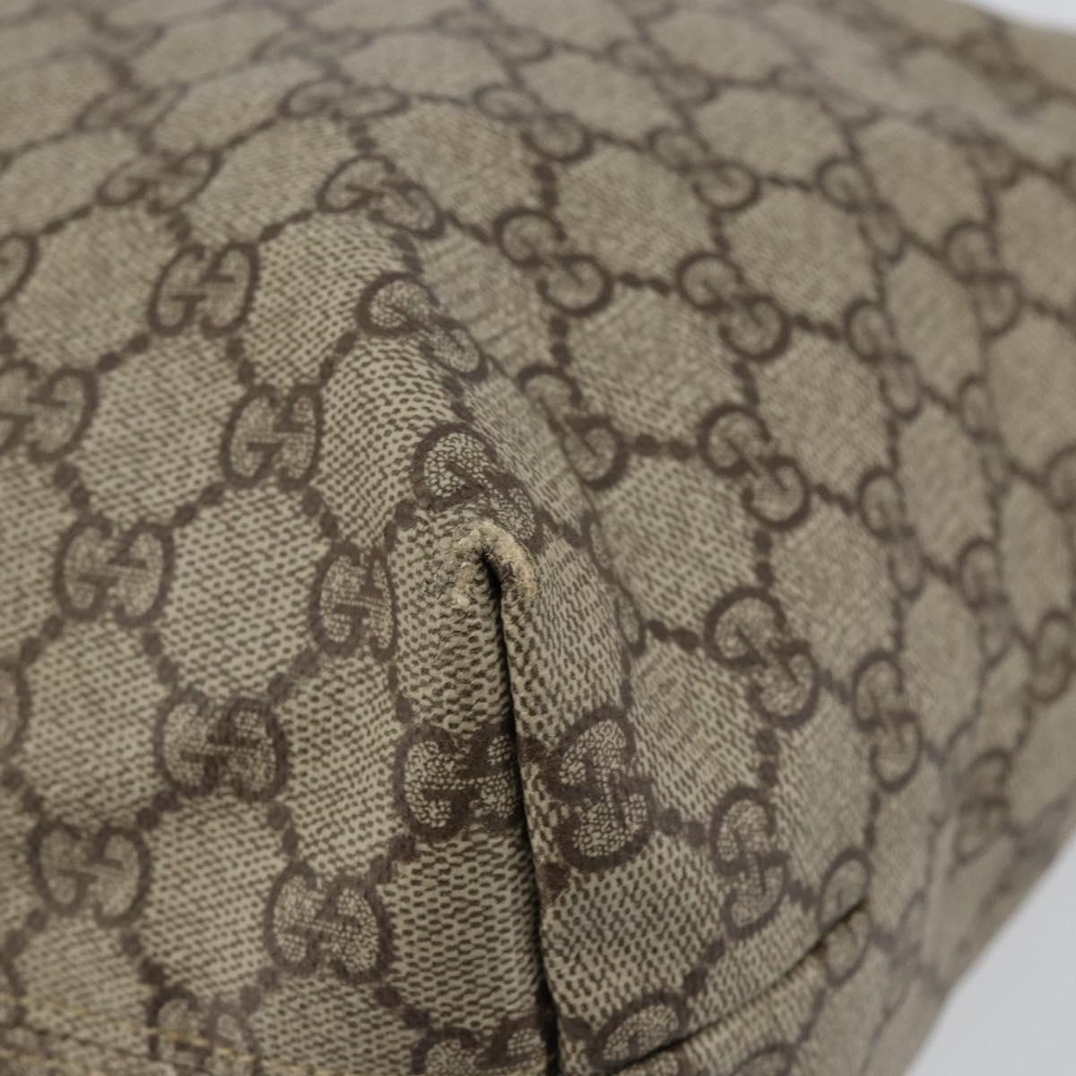 GUCCI GG Supreme Tote Bag PVC Leather Beige White Silver 181084 Auth 146838