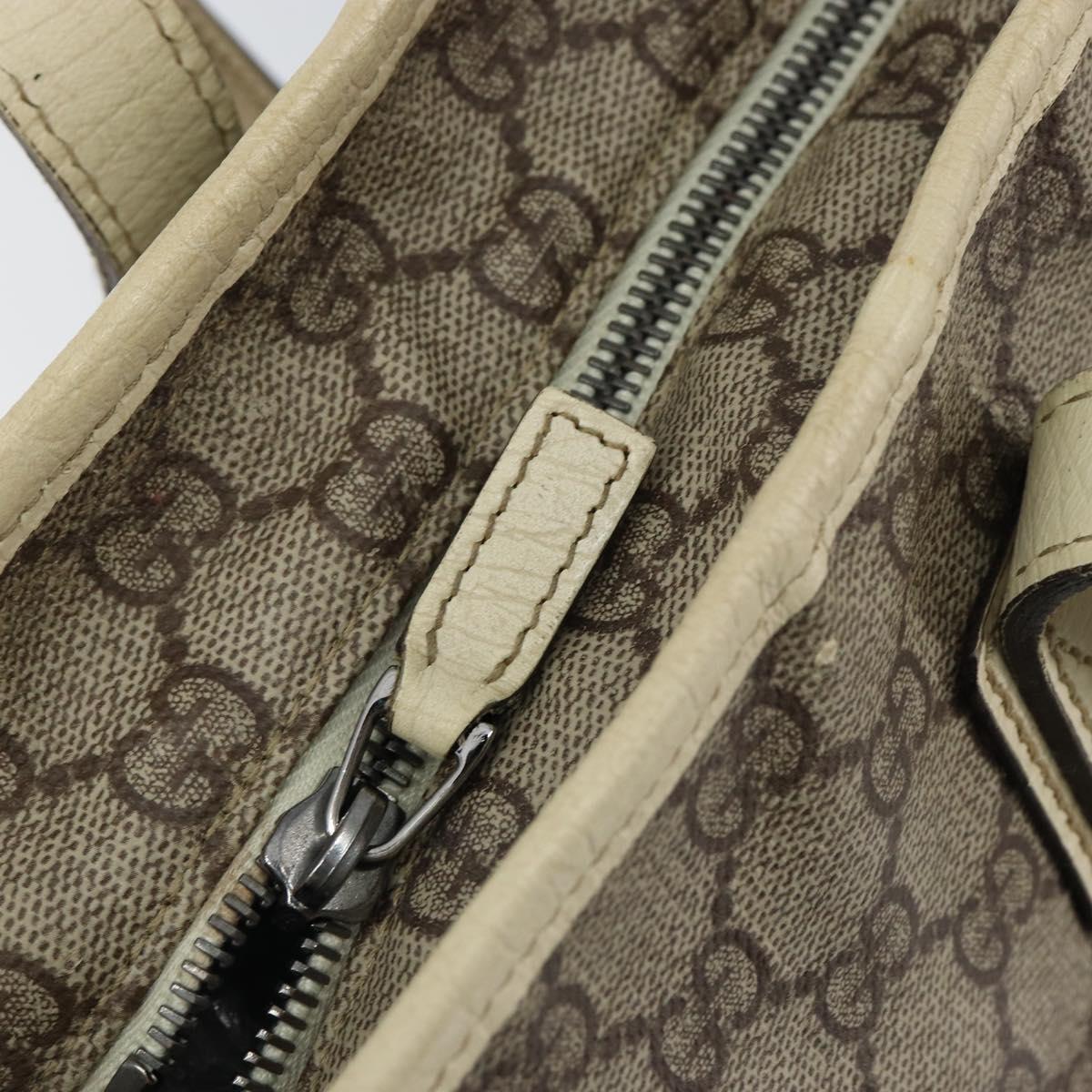 GUCCI GG Supreme Tote Bag PVC Leather Beige White Silver 181084 Auth 146838