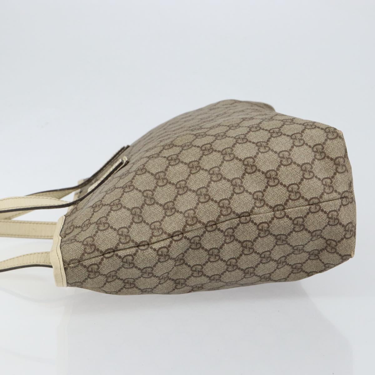 GUCCI GG Supreme Tote Bag PVC Leather Beige White Silver 181084 Auth 146838