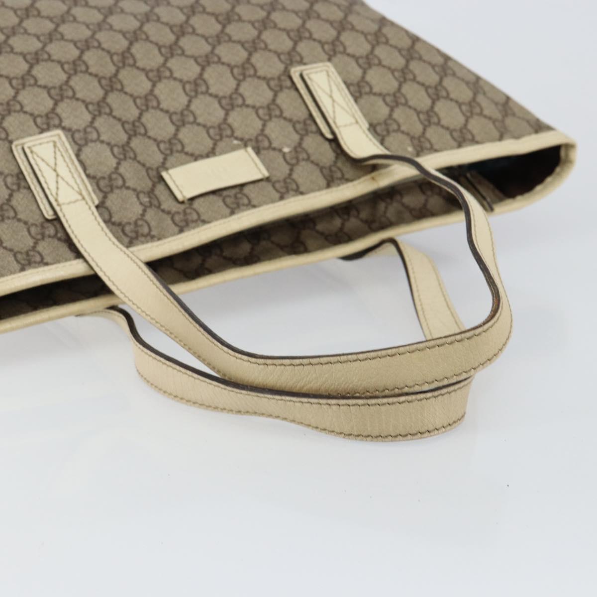 GUCCI GG Supreme Tote Bag PVC Leather Beige White Silver 181084 Auth 146838