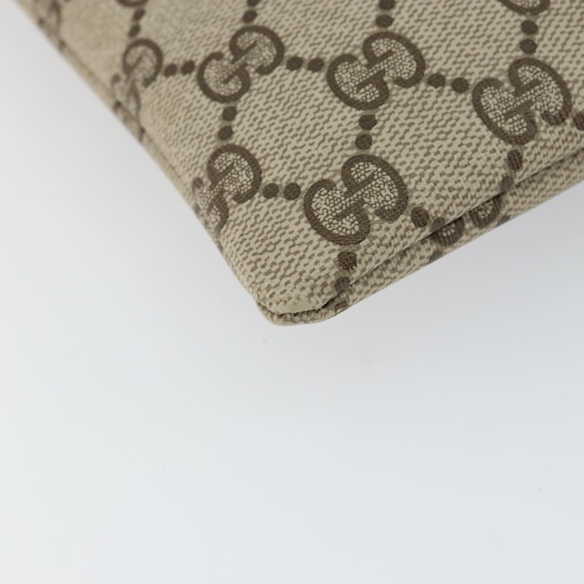 GUCCI GG Supreme Hand Bag PVC Leather Vintage Beige Auth 146840