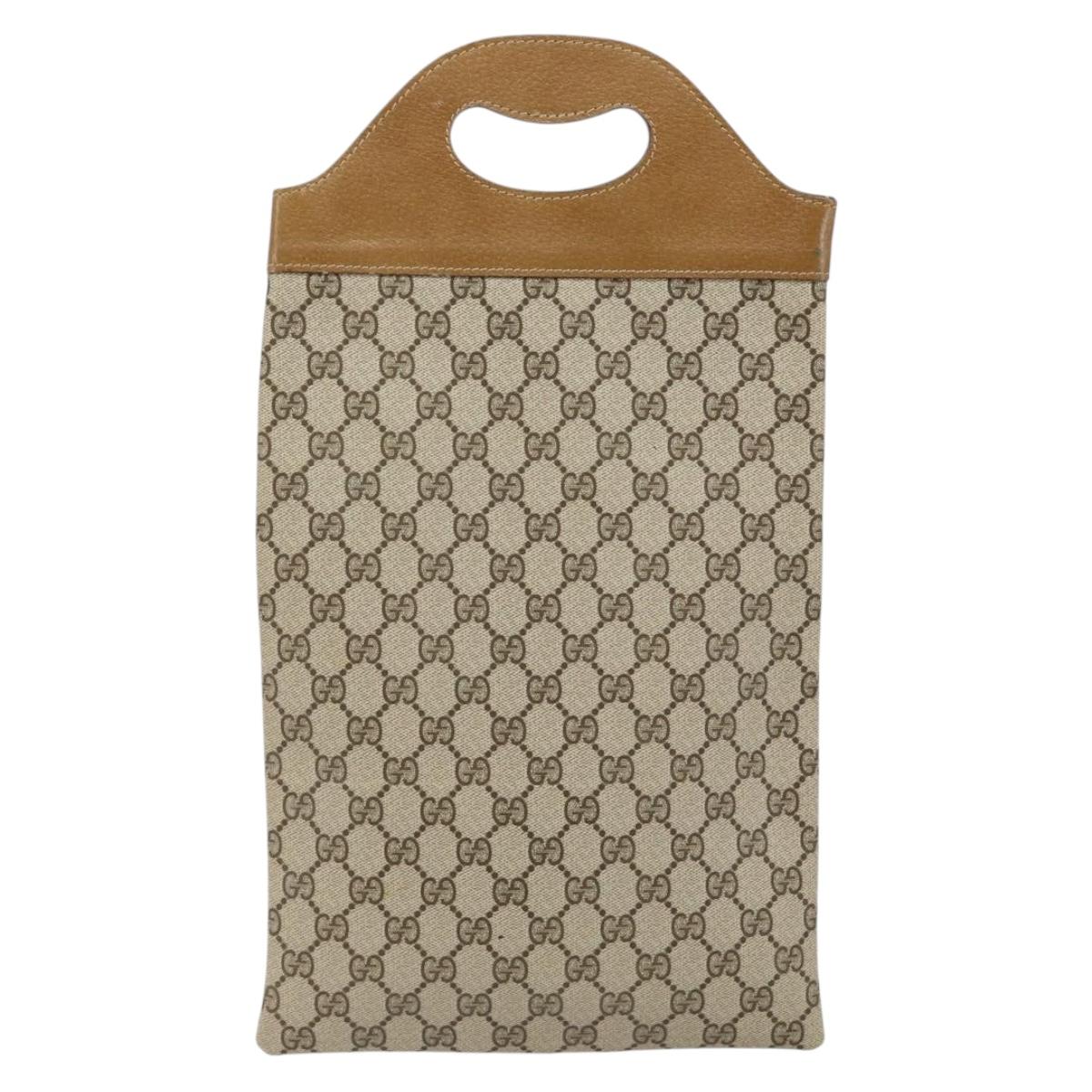 GUCCI GG Supreme Hand Bag PVC Leather Vintage Beige Auth 146840