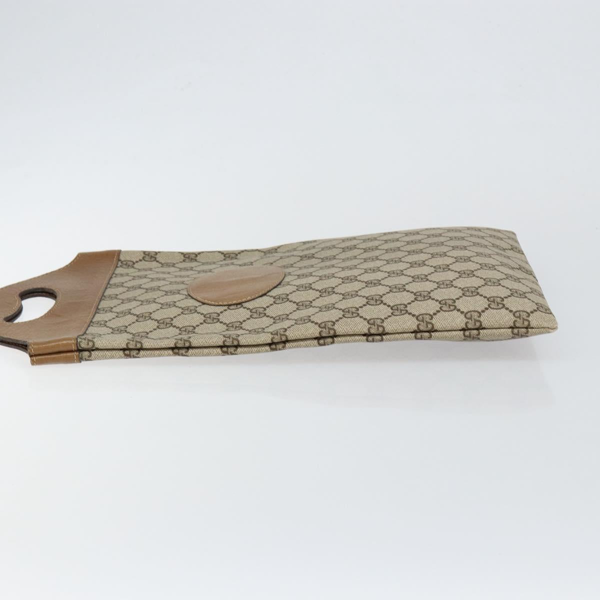 GUCCI GG Supreme Hand Bag PVC Leather Vintage Beige Auth 146840