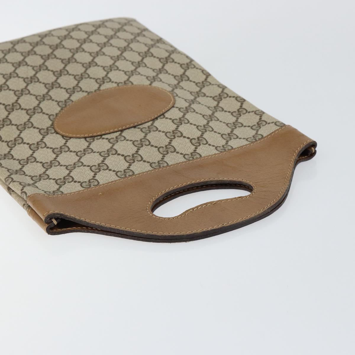 GUCCI GG Supreme Hand Bag PVC Leather Vintage Beige Auth 146840