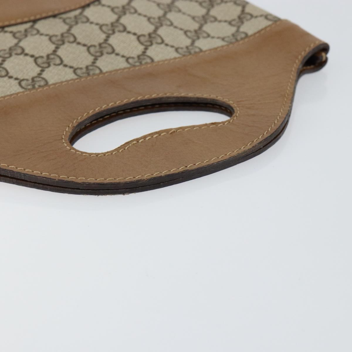 GUCCI GG Supreme Hand Bag PVC Leather Vintage Beige Auth 146840