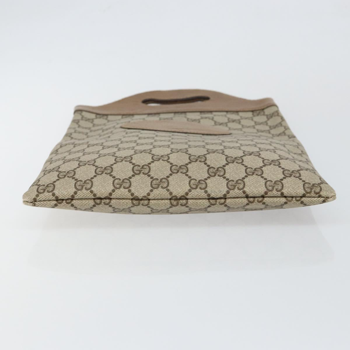 GUCCI GG Supreme Hand Bag PVC Leather Vintage Beige Auth 146840
