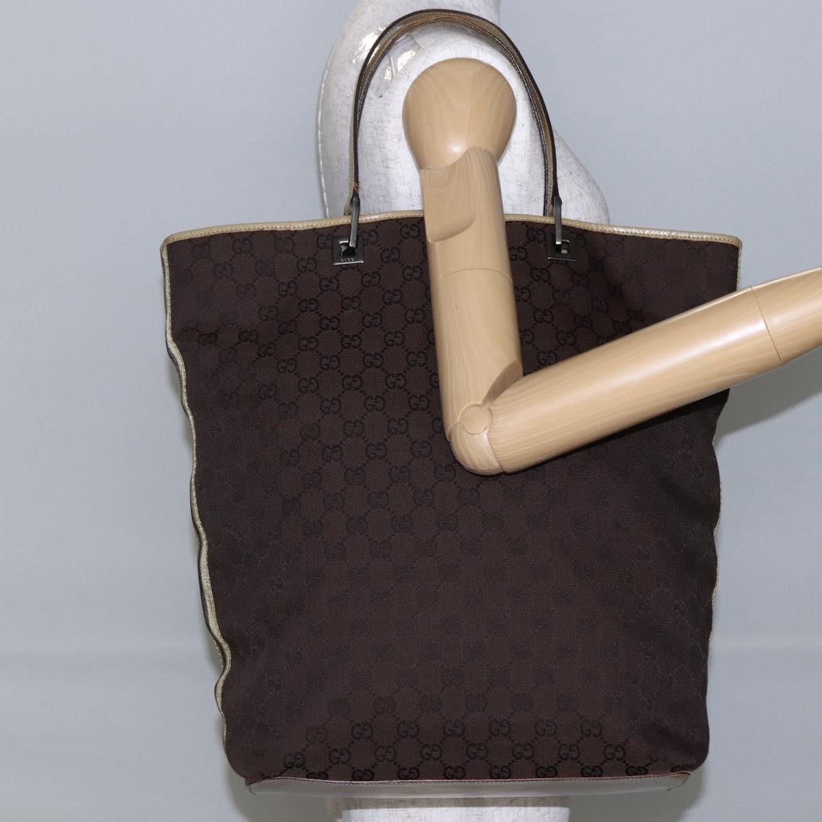 GUCCI GG Canvas Sherry Line Tote Bag Dark Brown 31242 Auth 146842