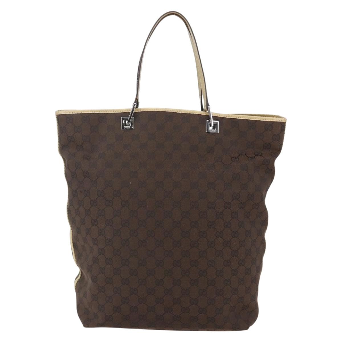 GUCCI GG Canvas Sherry Line Tote Bag Dark Brown 31242 Auth 146842