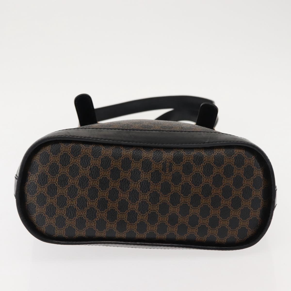 CELINE Macadam Canvas Tote Bag PVC Leather Black Gold Auth 146843