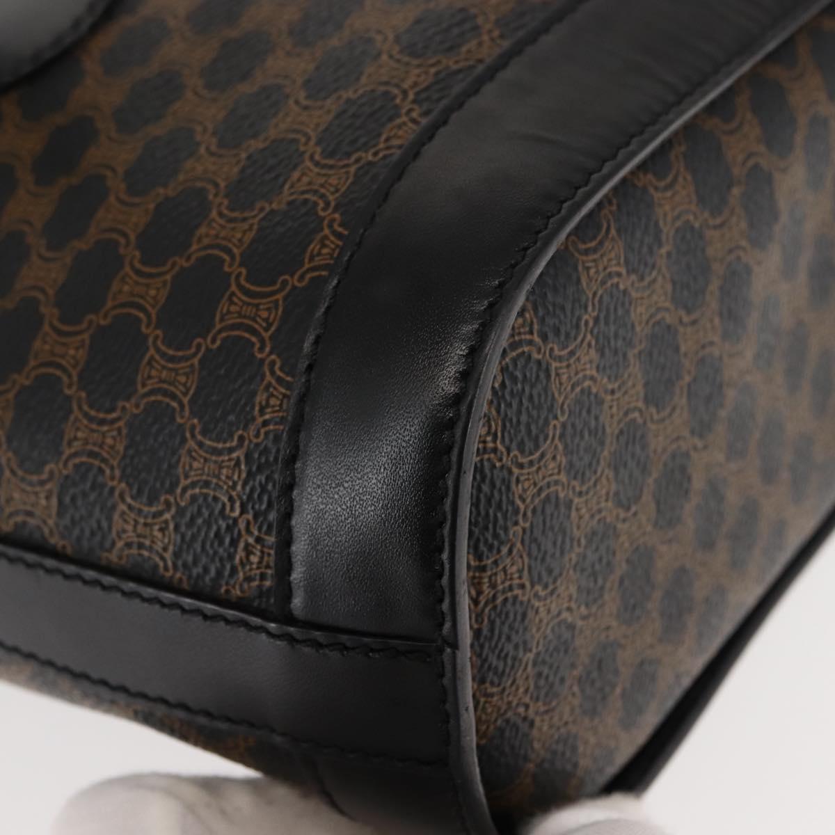 CELINE Macadam Canvas Tote Bag PVC Leather Black Gold Auth 146843