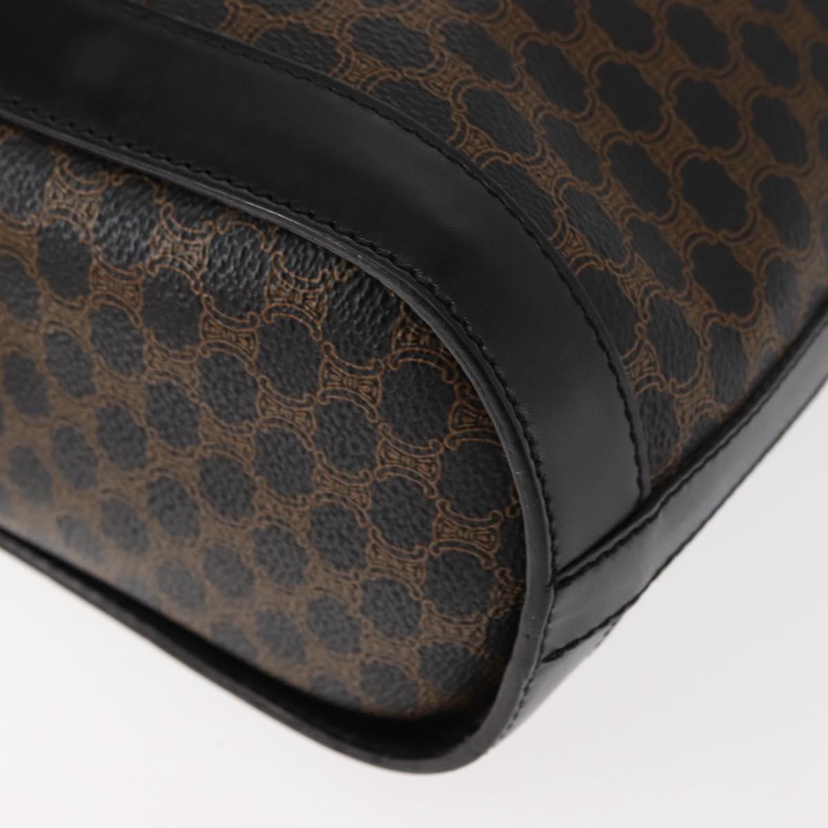 CELINE Macadam Canvas Tote Bag PVC Leather Black Gold Auth 146843