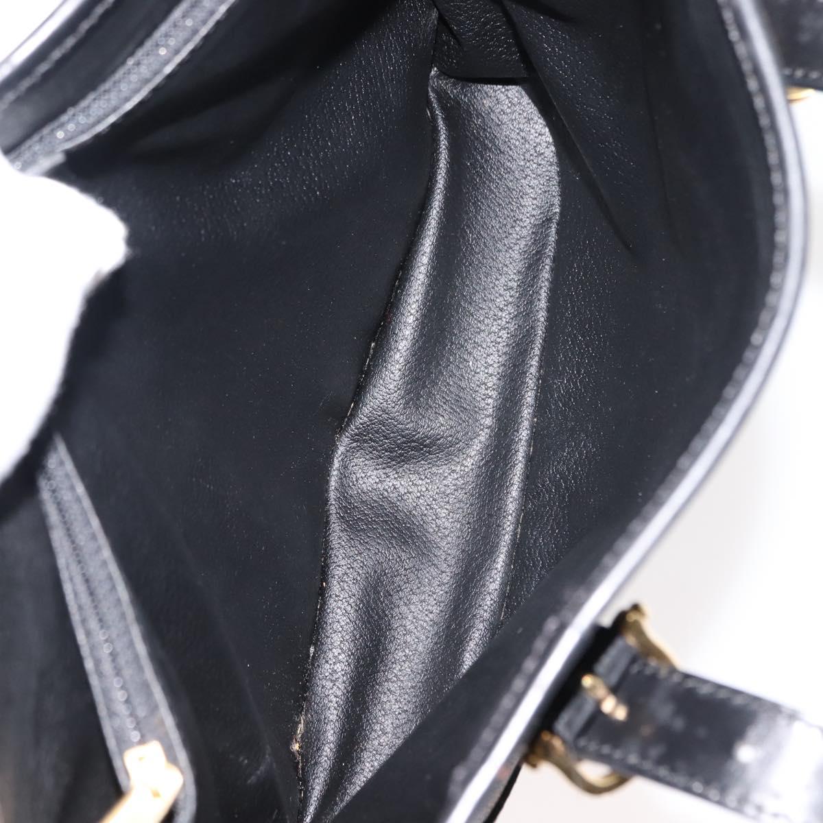 CELINE Macadam Canvas Tote Bag PVC Leather Black Gold Auth 146843