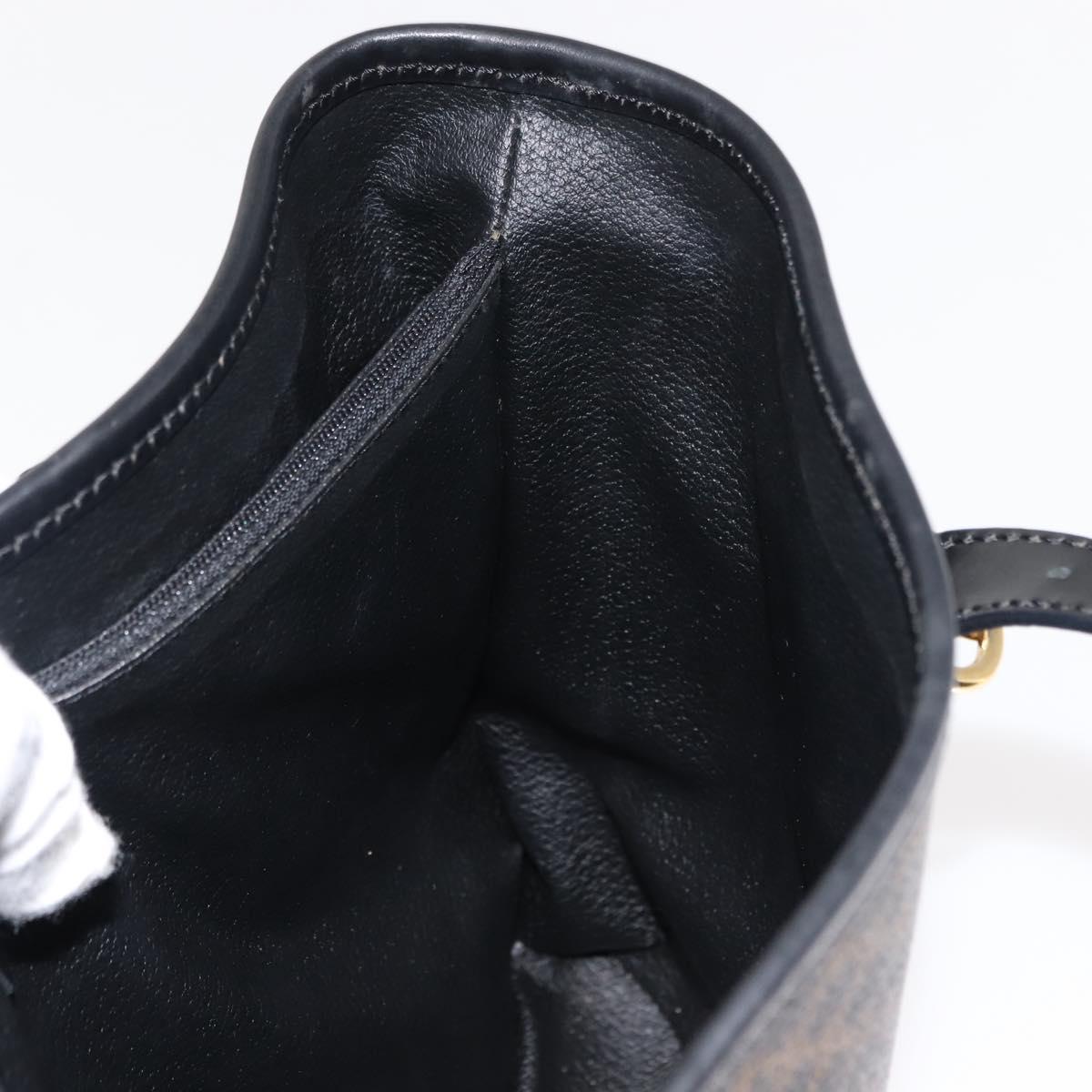 CELINE Macadam Canvas Tote Bag PVC Leather Black Gold Auth 146843