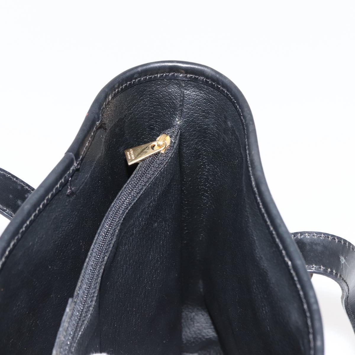 CELINE Macadam Canvas Tote Bag PVC Leather Black Gold Auth 146843