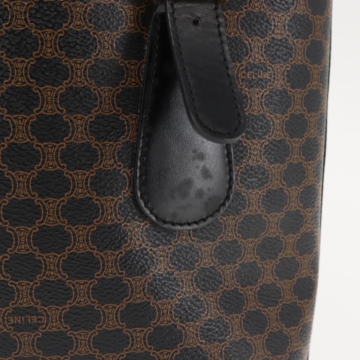 CELINE Macadam Canvas Tote Bag PVC Leather Black Gold Auth 146843