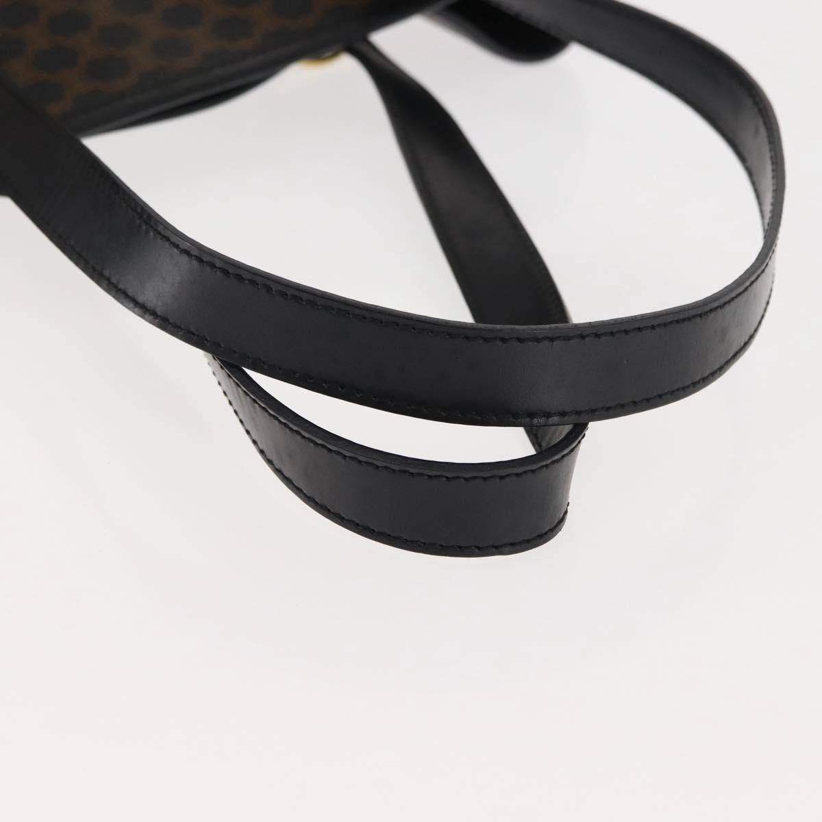 CELINE Macadam Canvas Tote Bag PVC Leather Black Gold Auth 146843