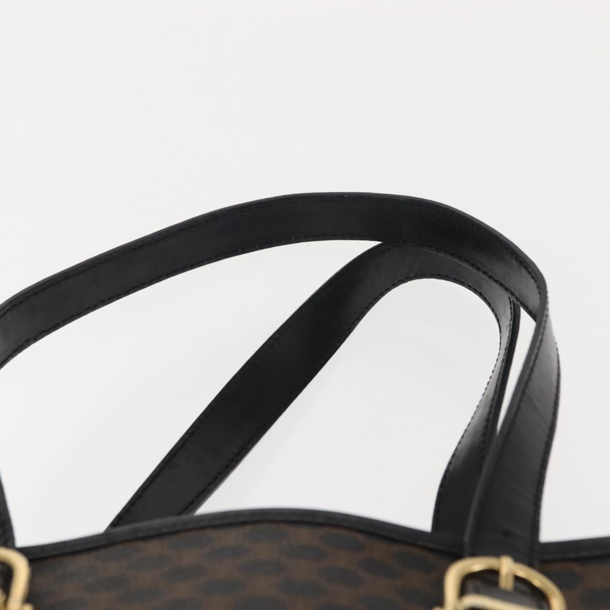 CELINE Macadam Canvas Tote Bag PVC Leather Black Gold Auth 146843