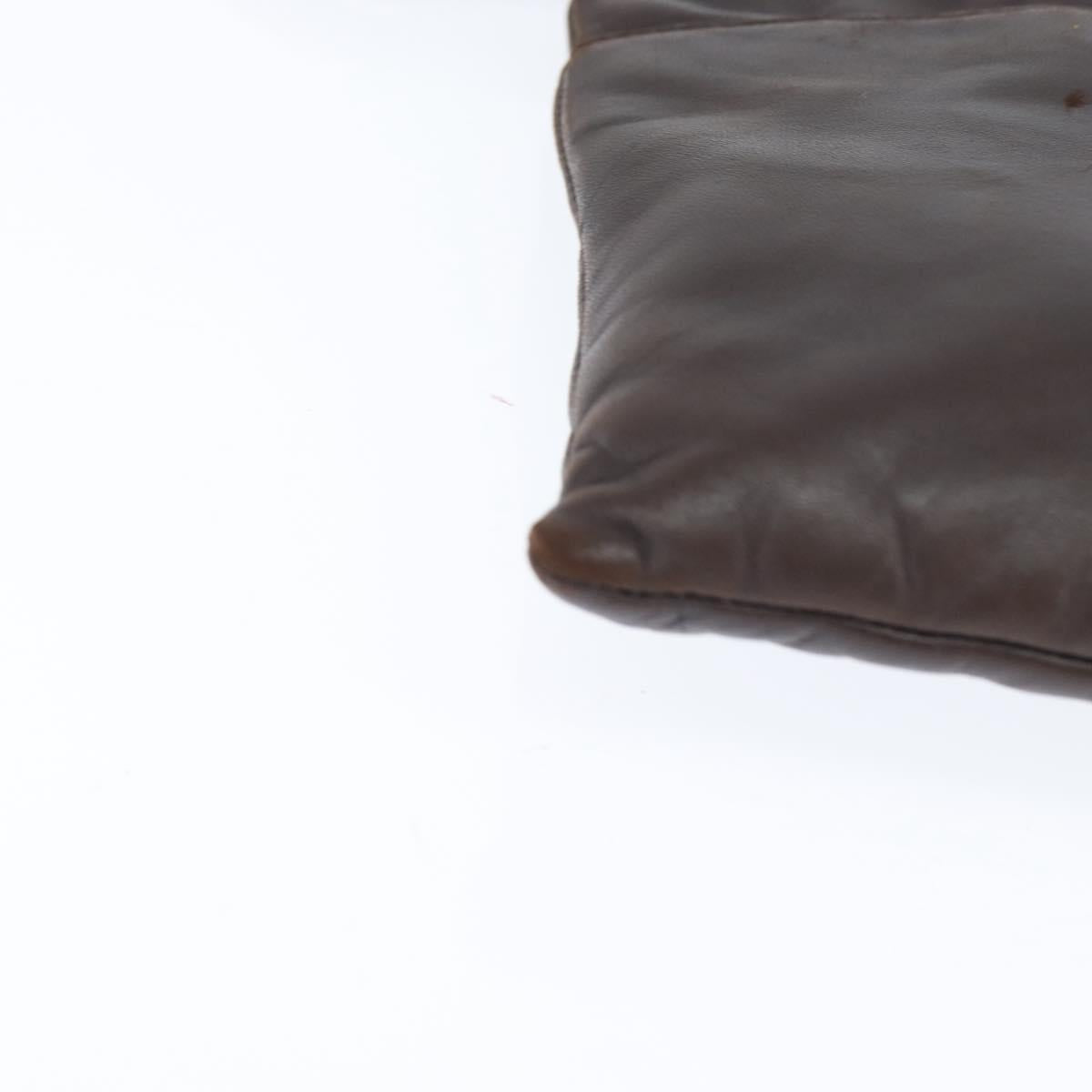 LOEWE Anagram Pouch Shoulder Bag Leather Dark Brown Auth 146845