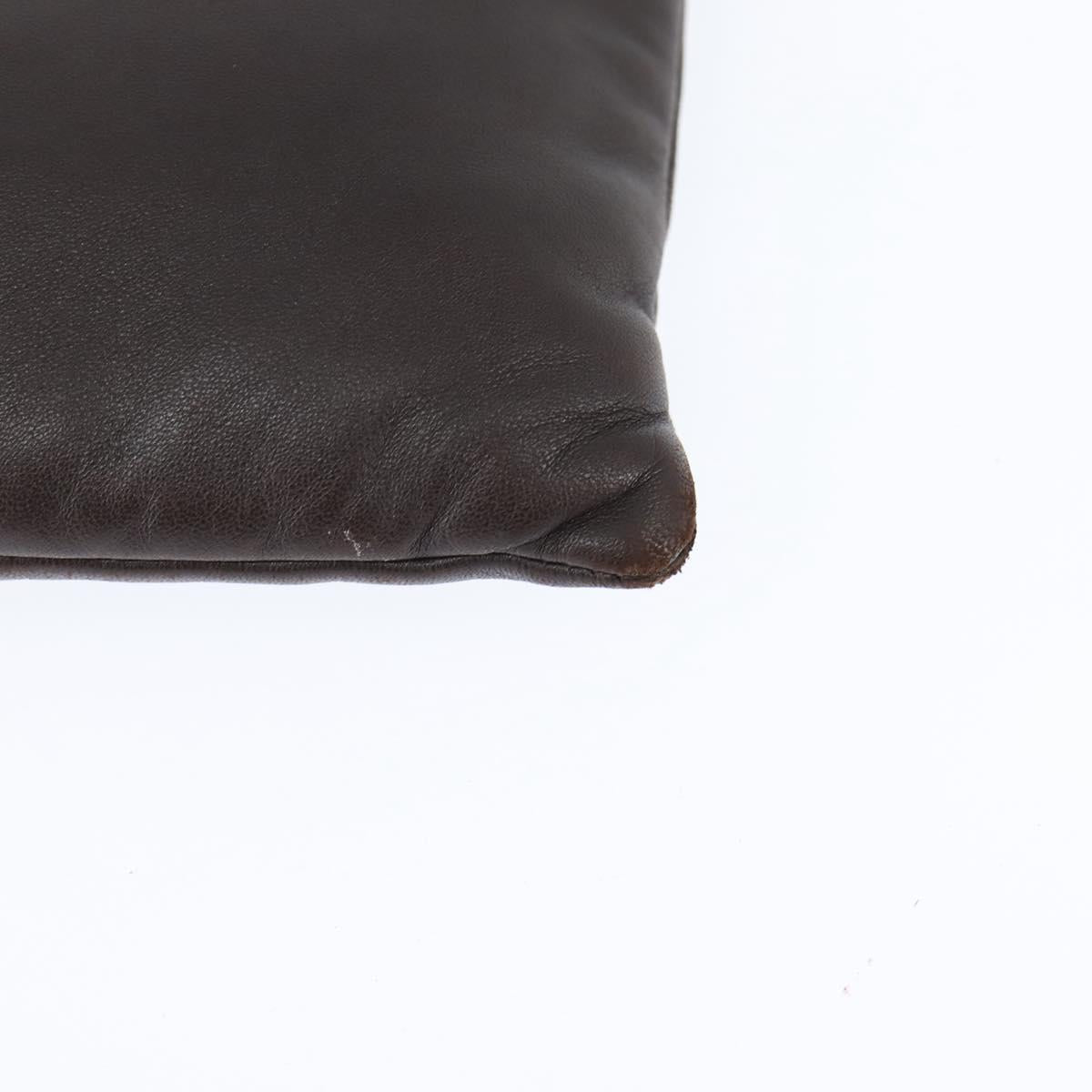 LOEWE Anagram Pouch Shoulder Bag Leather Dark Brown Auth 146845