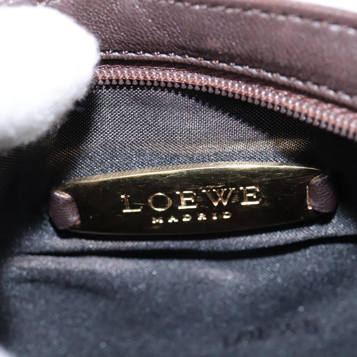 LOEWE Anagram Pouch Shoulder Bag Leather Dark Brown Auth 146845