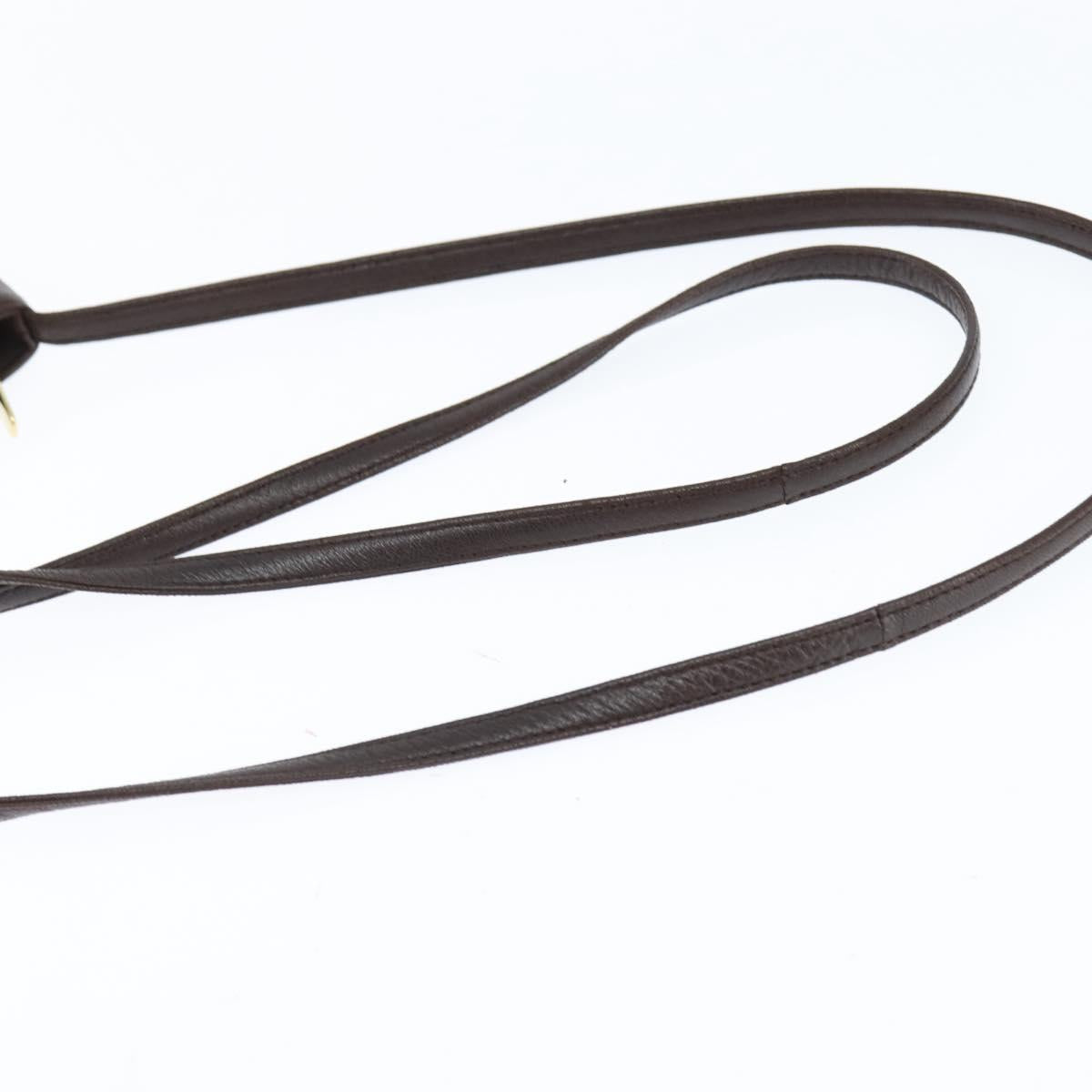 LOEWE Anagram Pouch Shoulder Bag Leather Dark Brown Auth 146845