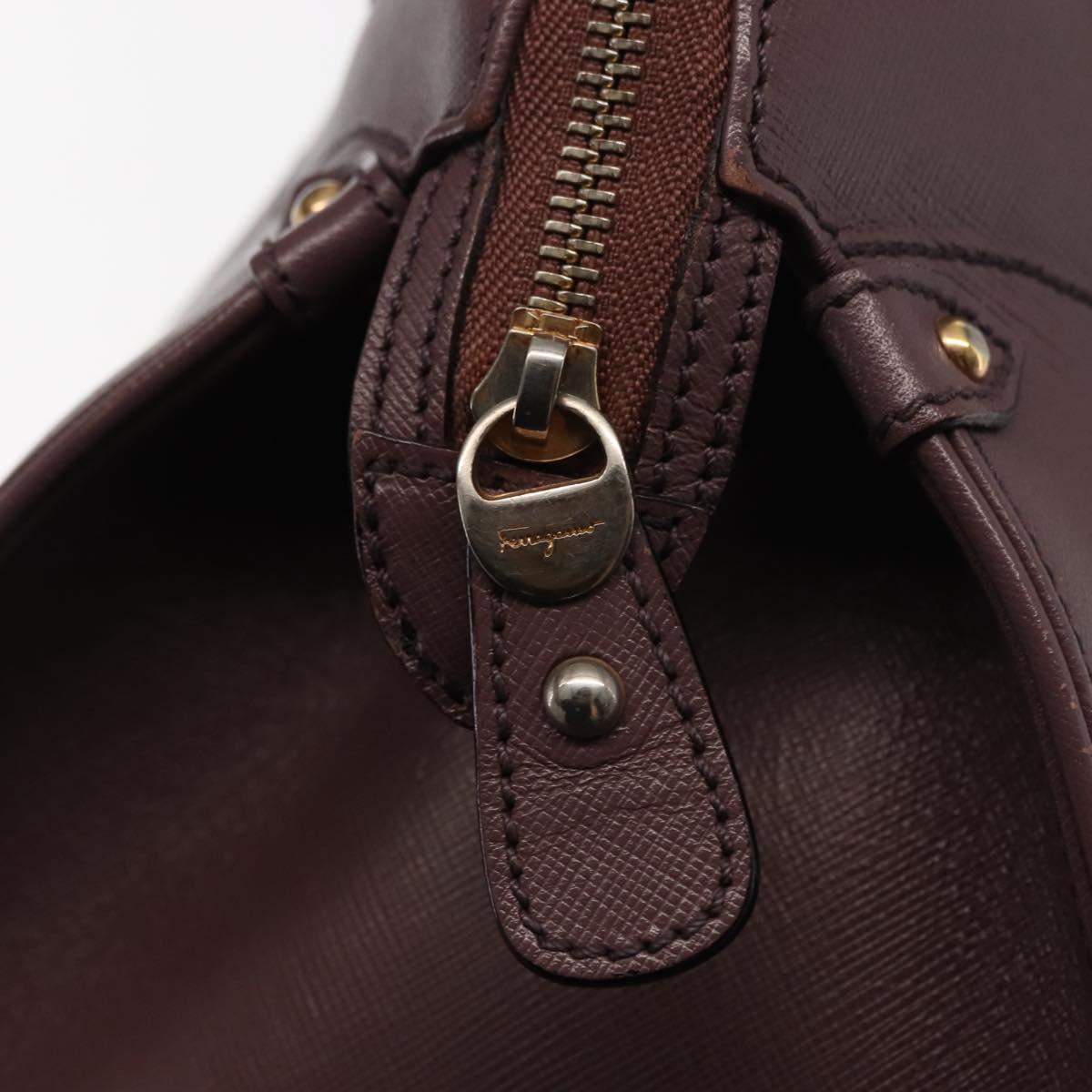 Salvatore Ferragamo Gancini Hand Bag Leather Purple Gold Auth 146846