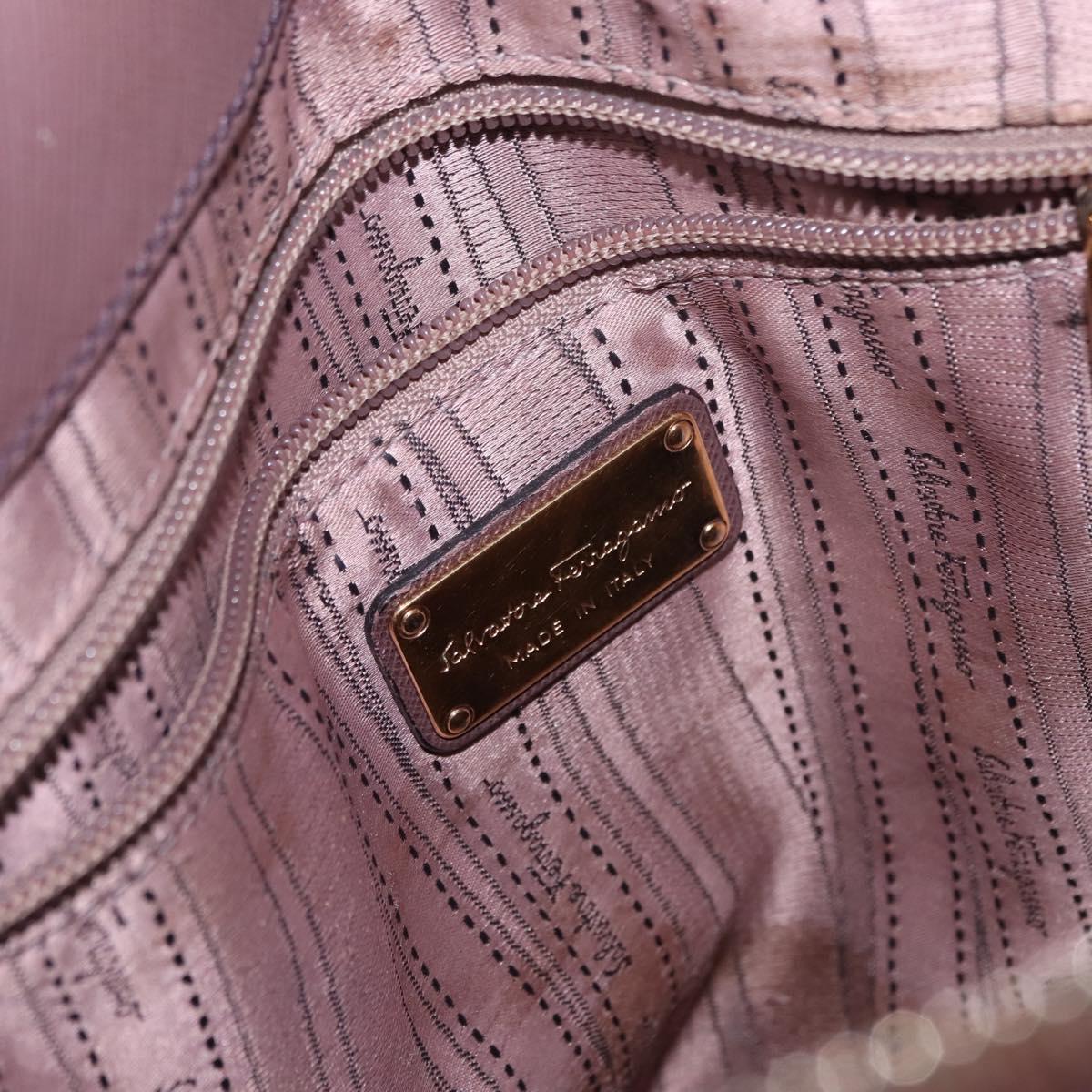 Salvatore Ferragamo Gancini Hand Bag Leather Purple Gold Auth 146846