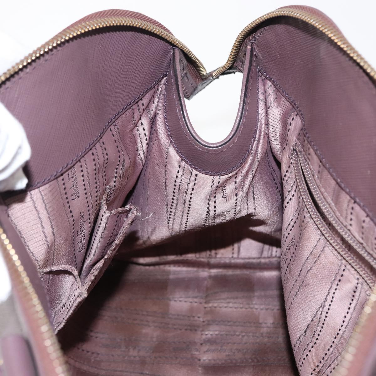 Salvatore Ferragamo Gancini Hand Bag Leather Purple Gold Auth 146846