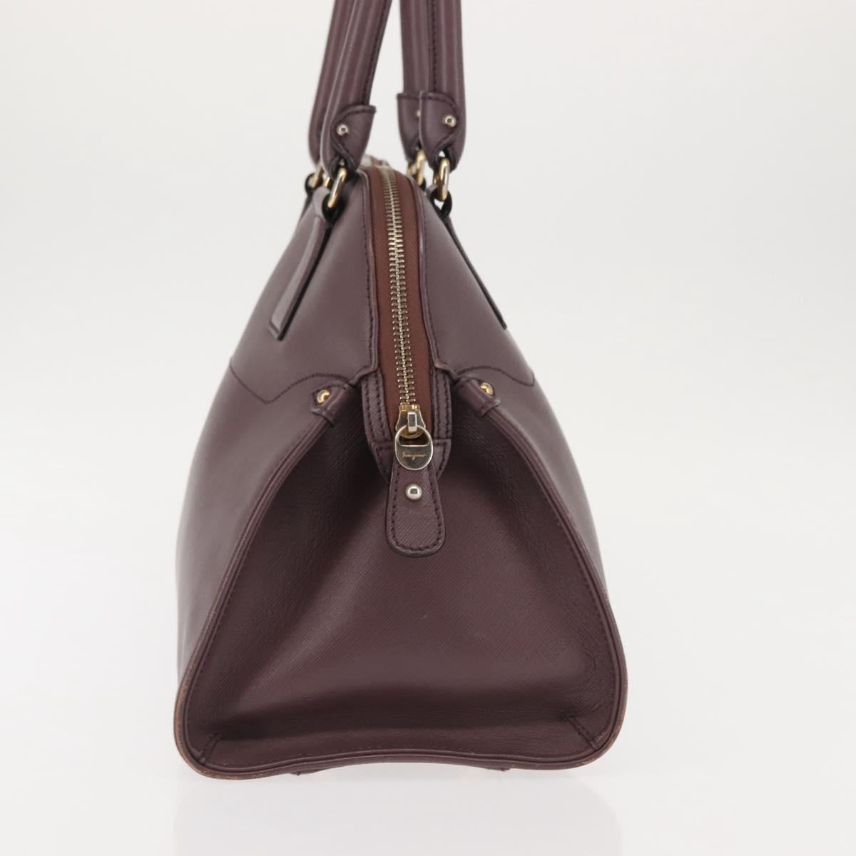 Salvatore Ferragamo Gancini Hand Bag Leather Purple Gold Auth 146846