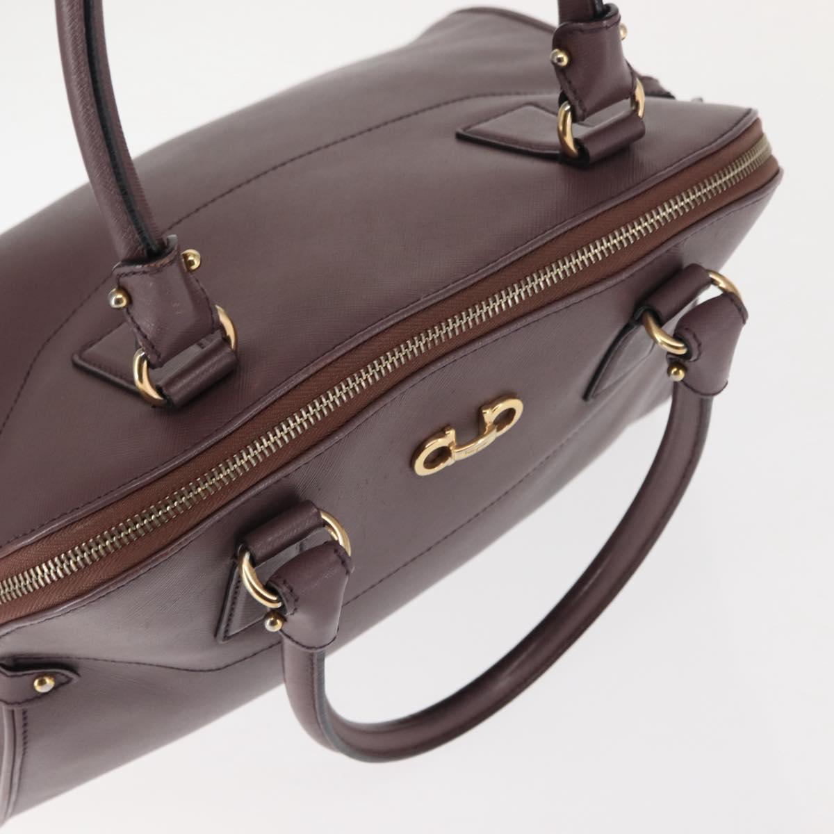 Salvatore Ferragamo Gancini Hand Bag Leather Purple Gold Auth 146846