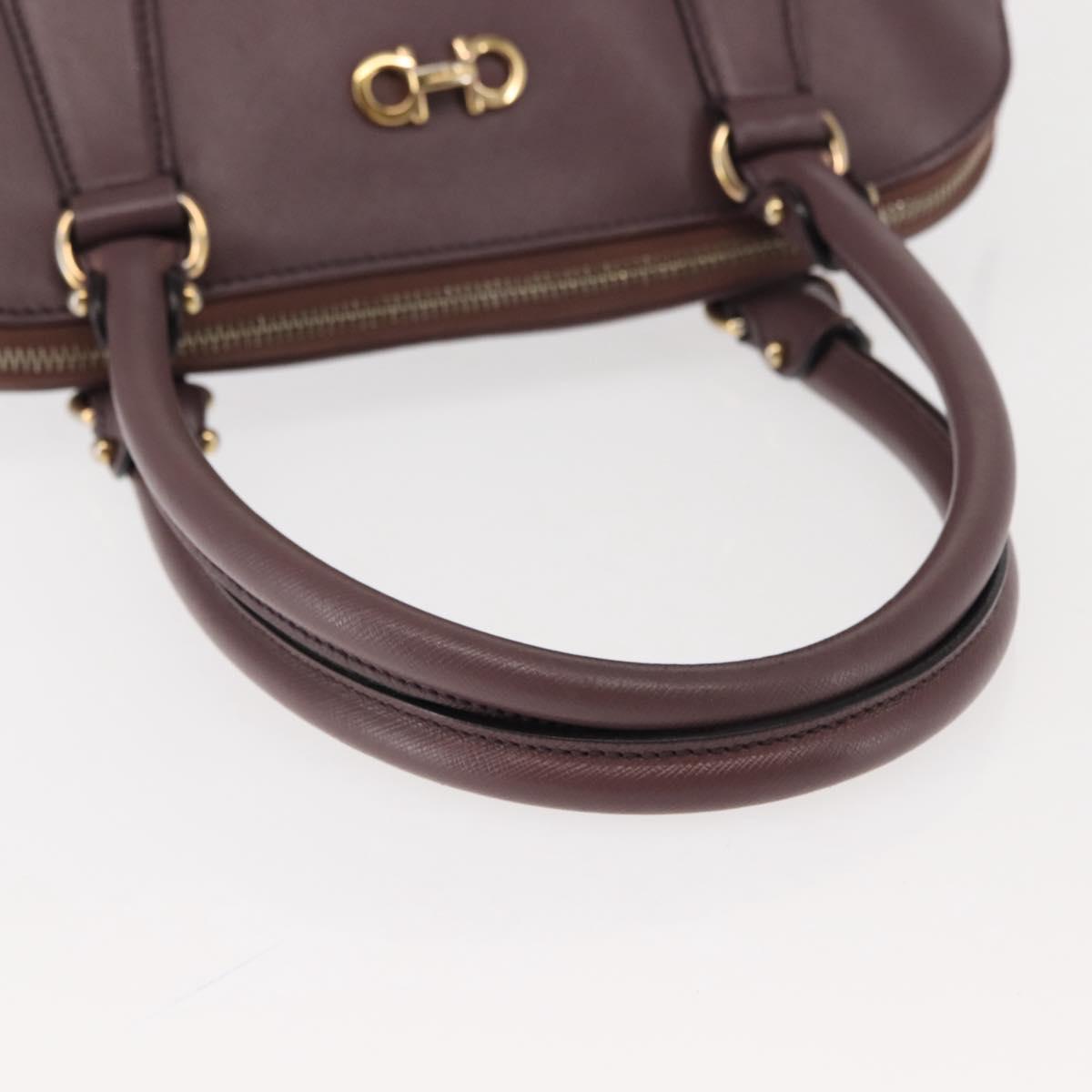 Salvatore Ferragamo Gancini Hand Bag Leather Purple Gold Auth 146846