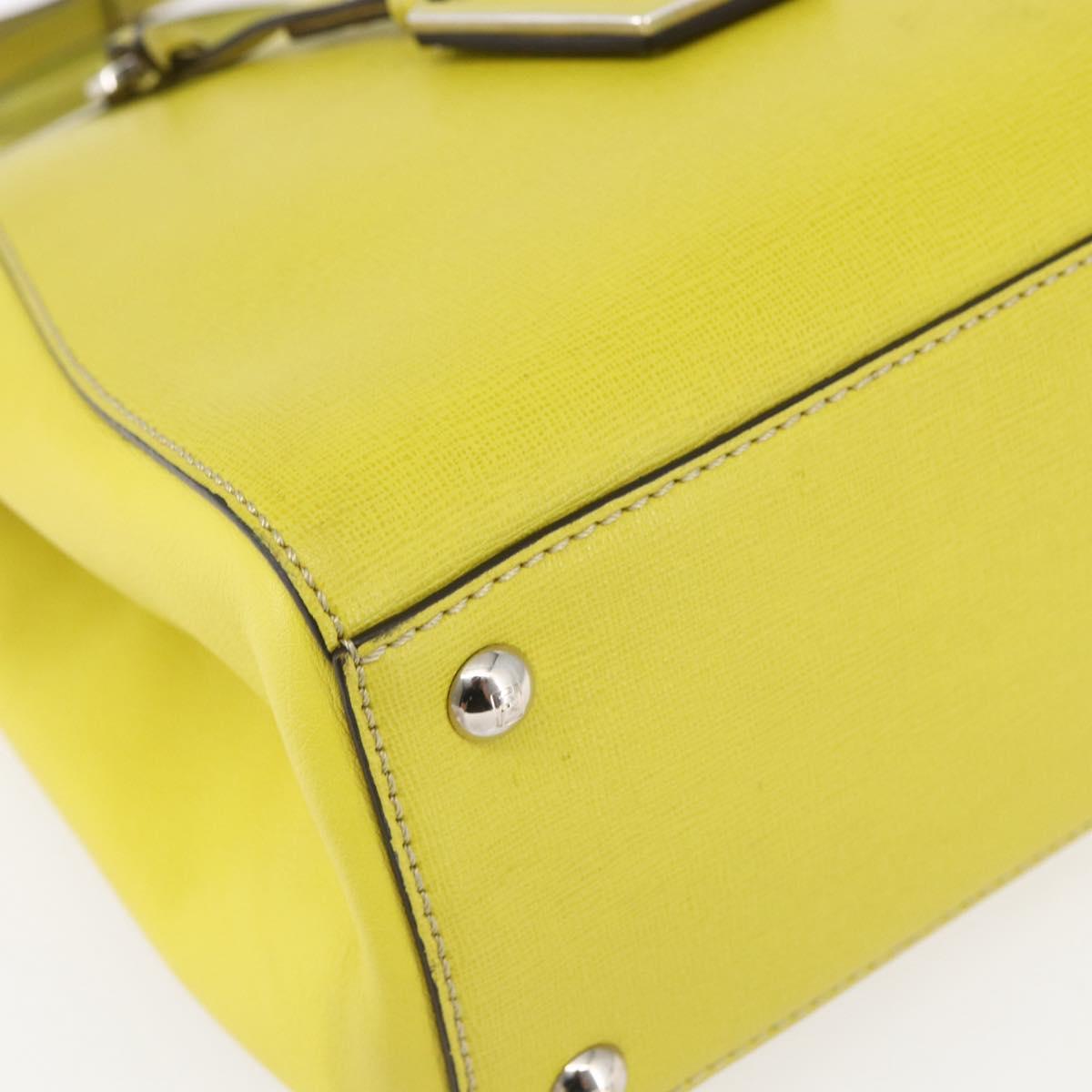 FENDI To joule Hand Bag Leather 2way Yellow Silver Auth 146860