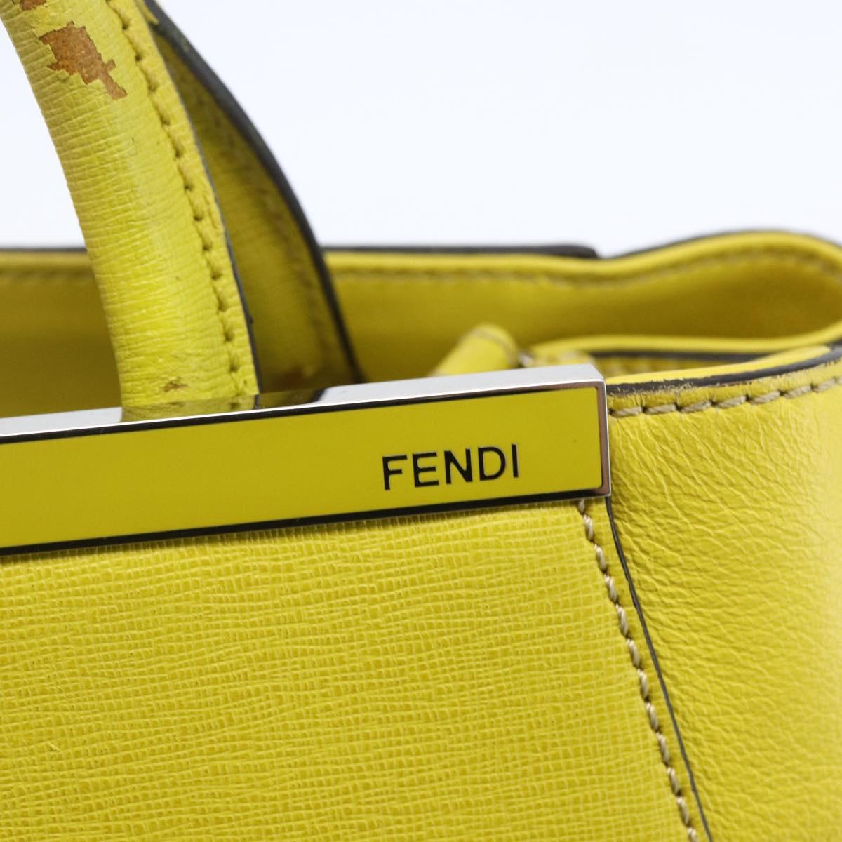 FENDI To joule Hand Bag Leather 2way Yellow Silver Auth 146860