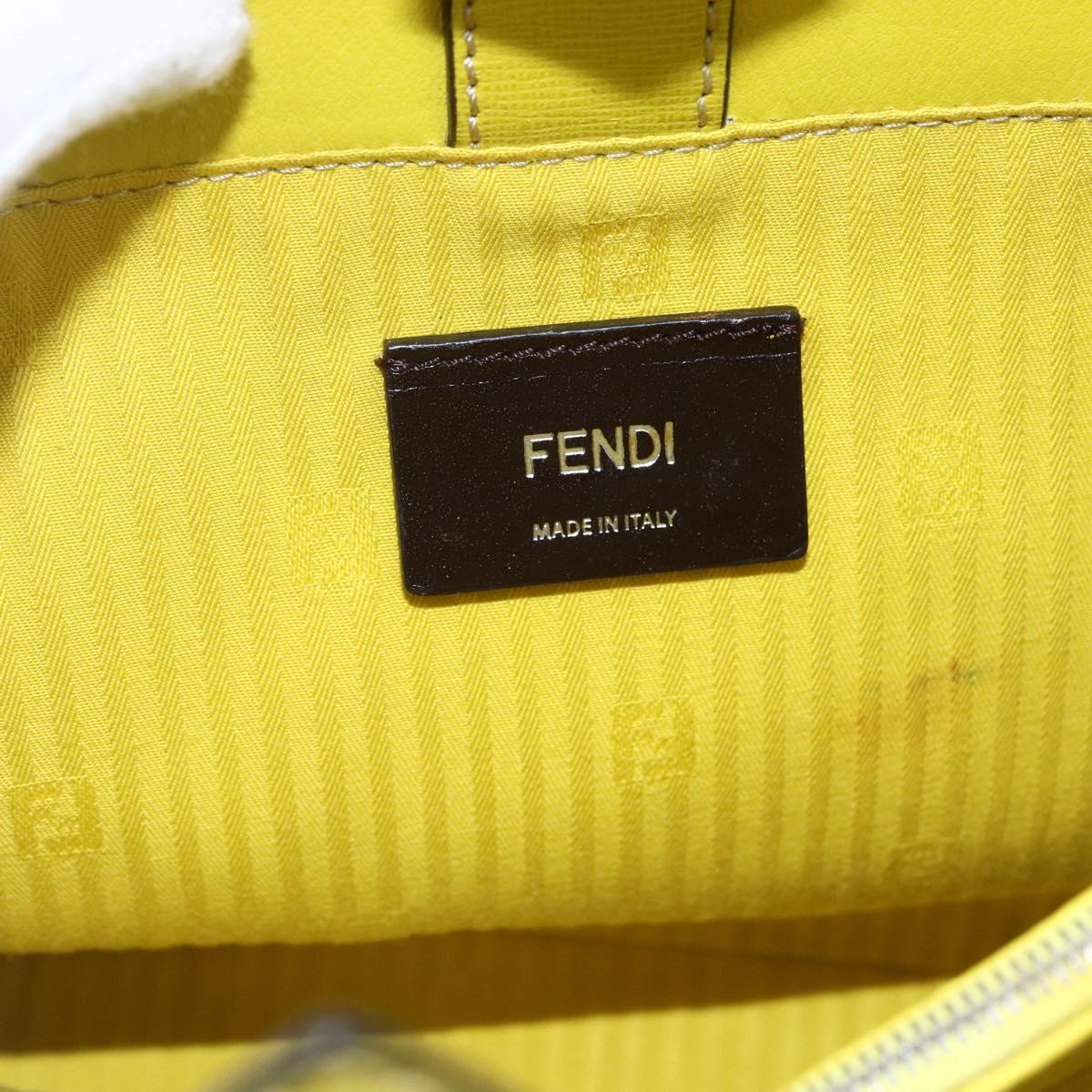 FENDI To joule Hand Bag Leather 2way Yellow Silver Auth 146860