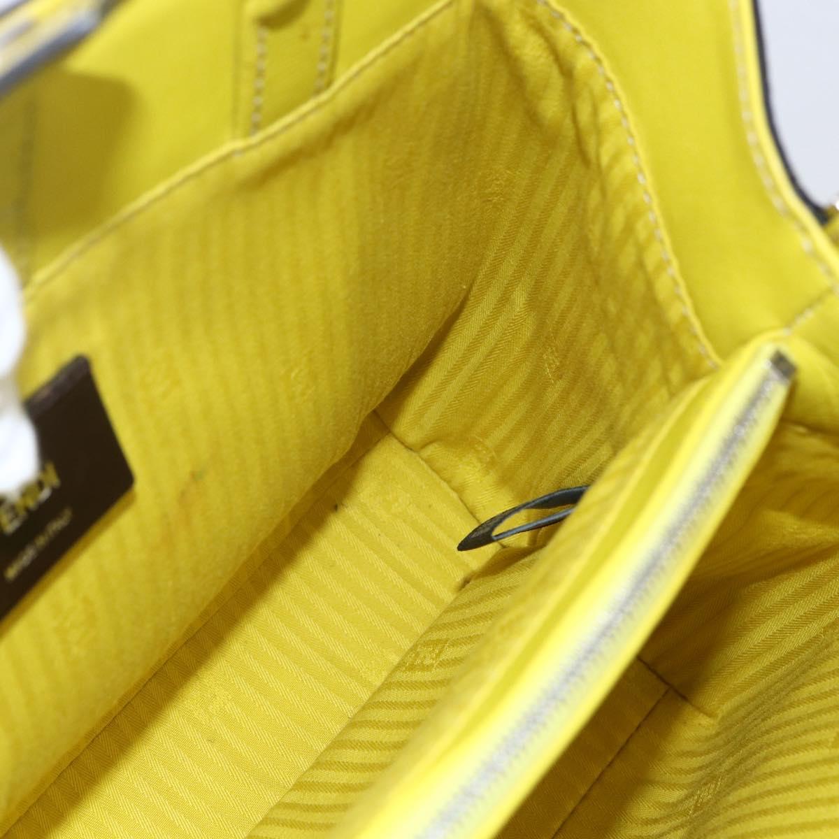 FENDI To joule Hand Bag Leather 2way Yellow Silver Auth 146860