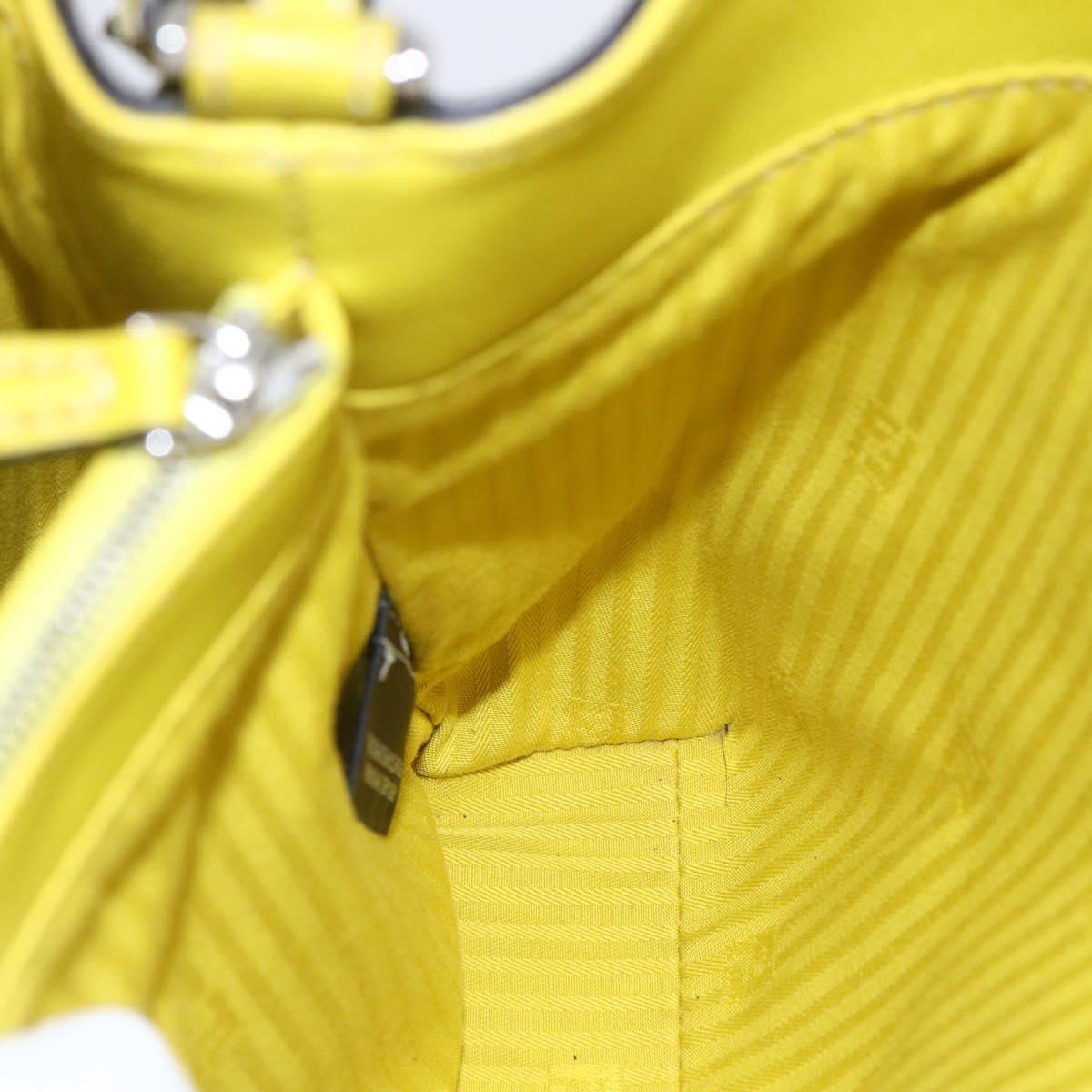 FENDI To joule Hand Bag Leather 2way Yellow Silver Auth 146860