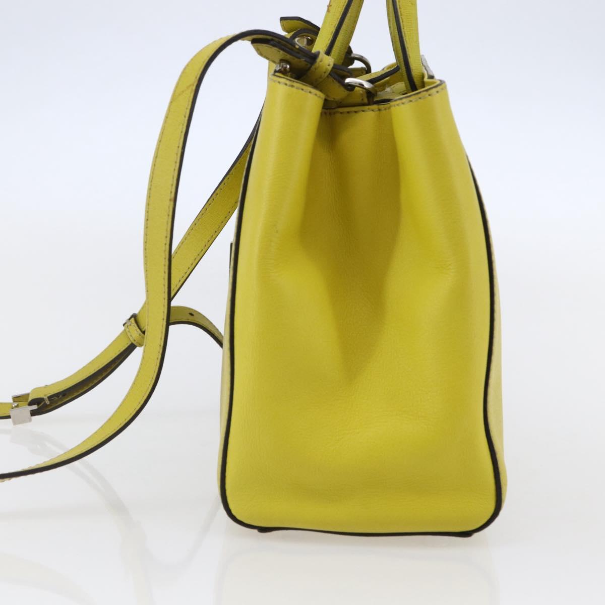 FENDI To joule Hand Bag Leather 2way Yellow Silver Auth 146860
