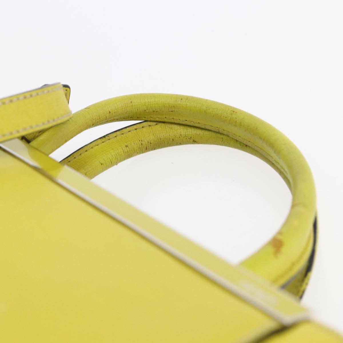 FENDI To joule Hand Bag Leather 2way Yellow Silver Auth 146860