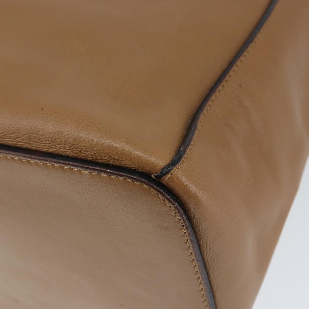 PRADA Shoulder Bag Leather Brown Silver Auth 146861