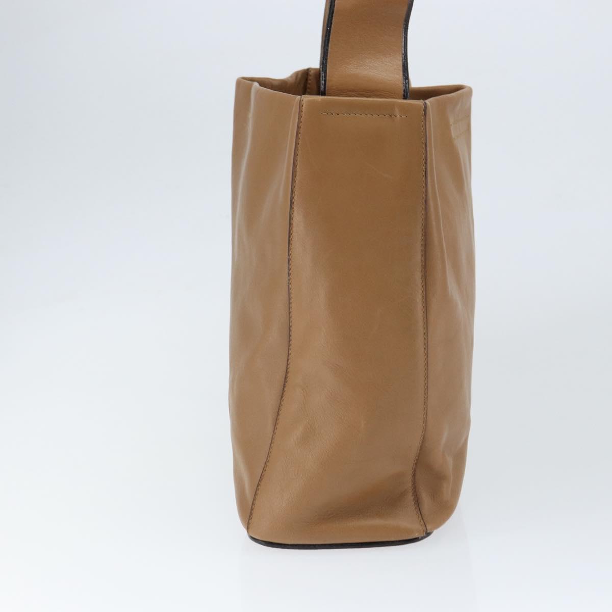 PRADA Shoulder Bag Leather Brown Silver Auth 146861