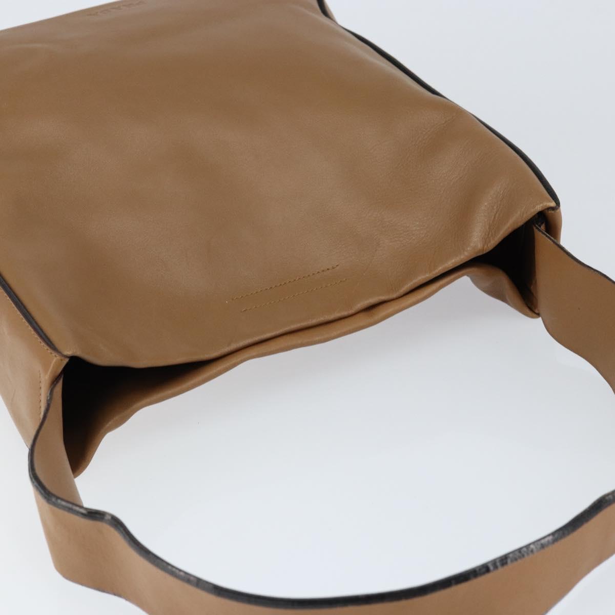 PRADA Shoulder Bag Leather Brown Silver Auth 146861