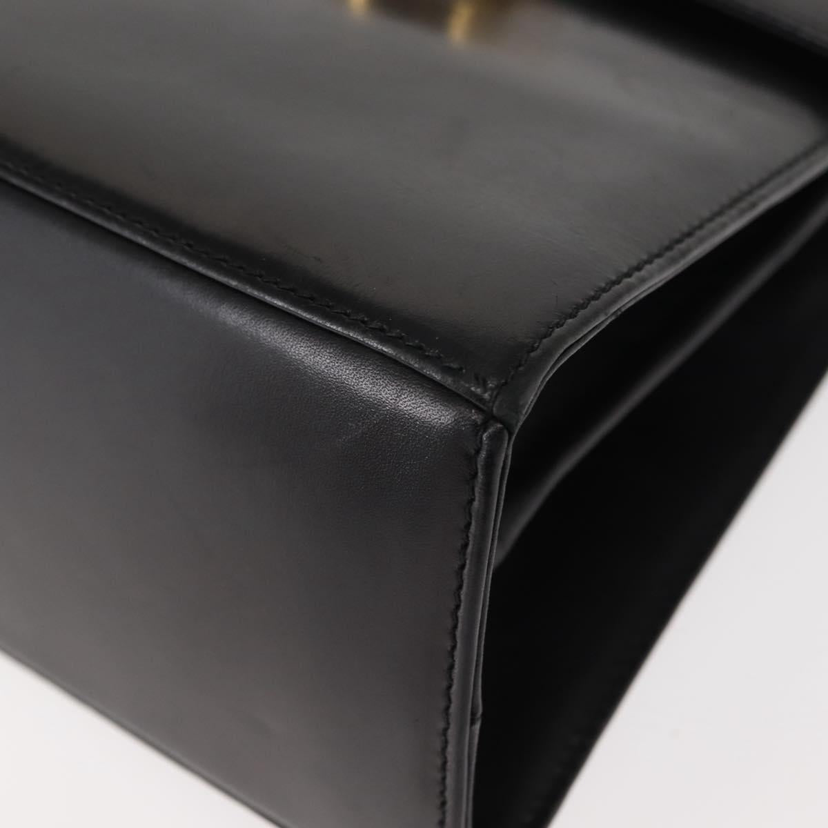 Salvatore Ferragamo Gancini Hand Bag Leather Black Gold Auth 146862