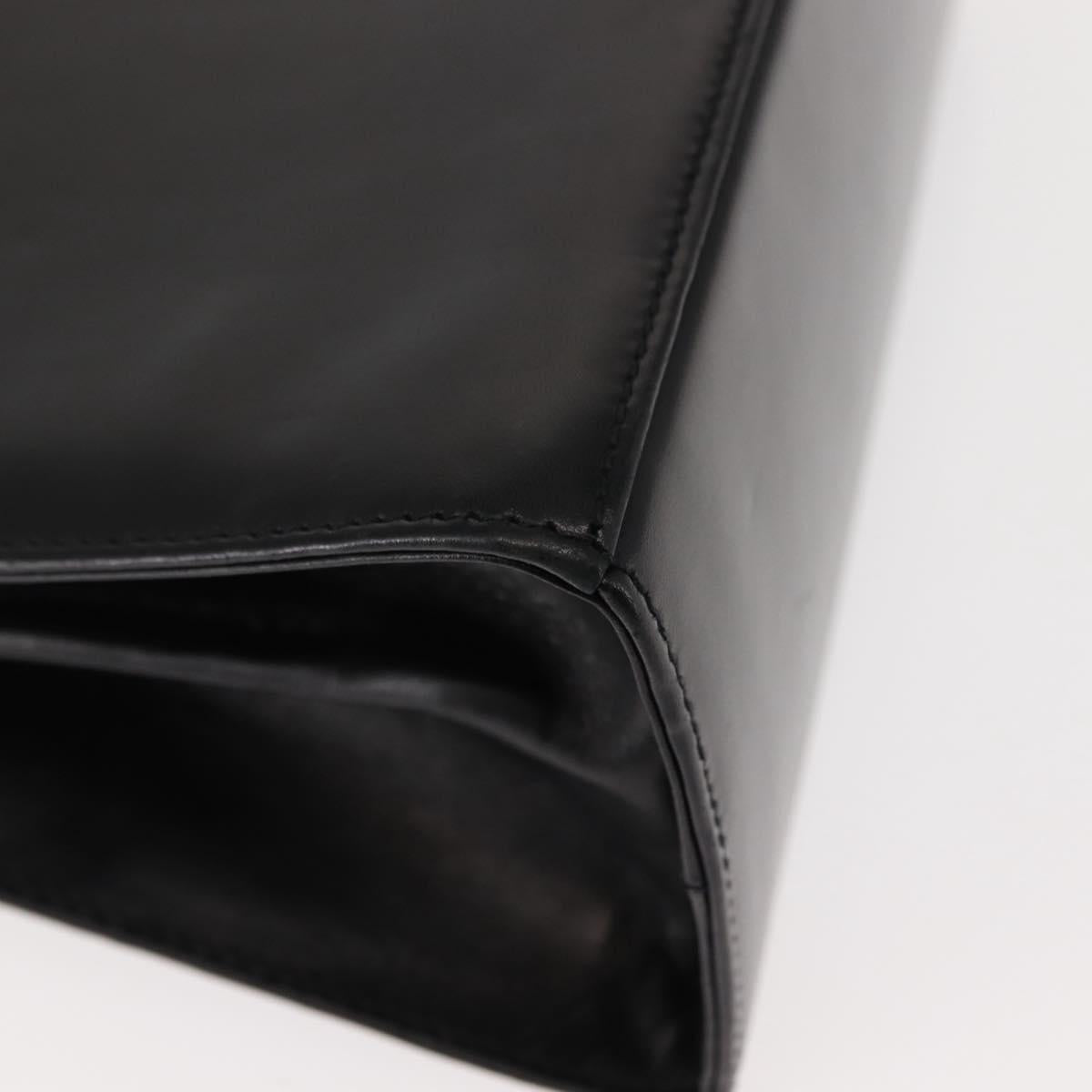 Salvatore Ferragamo Gancini Hand Bag Leather Black Gold Auth 146862