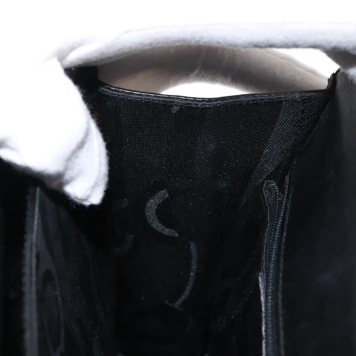 Salvatore Ferragamo Gancini Hand Bag Leather Black Gold Auth 146862