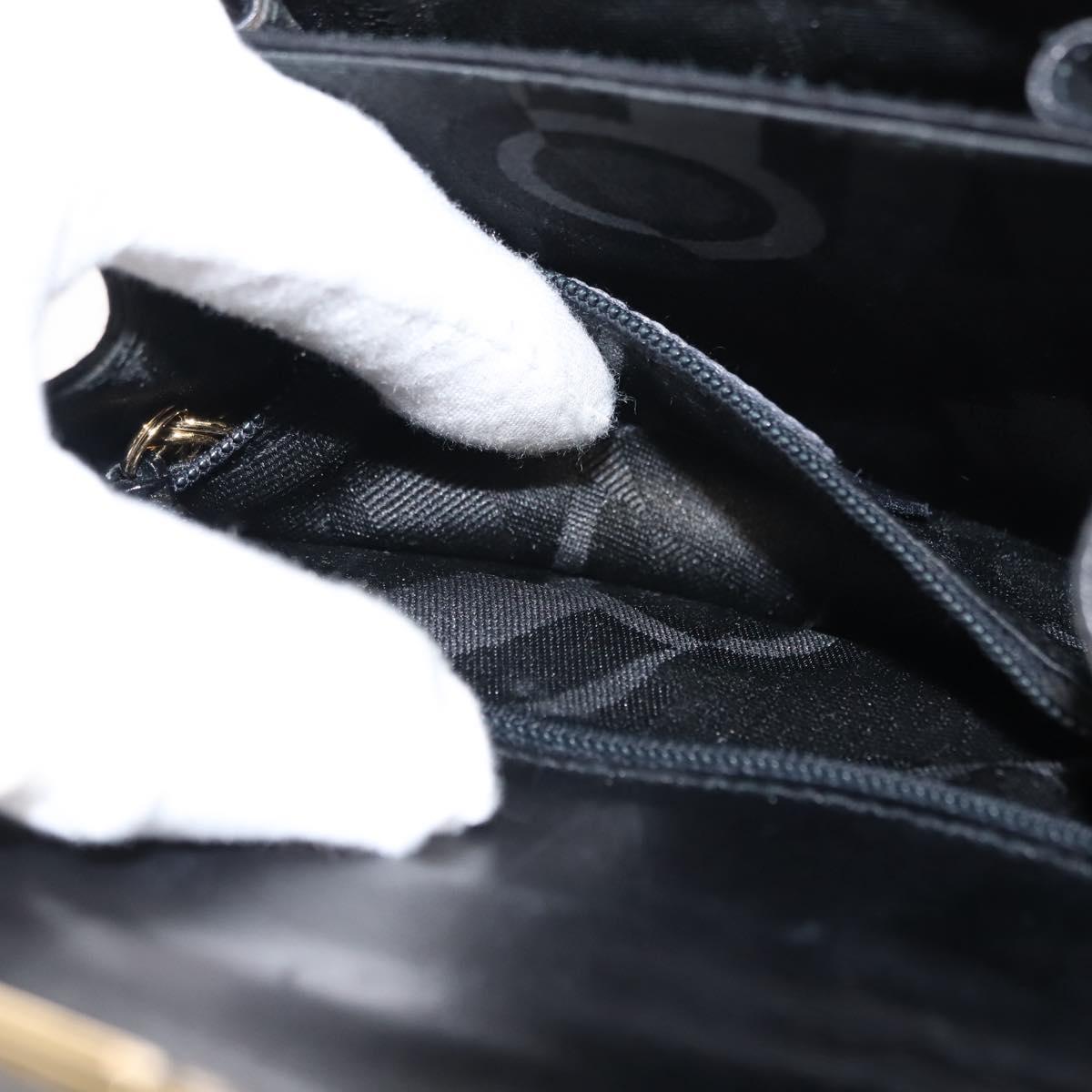 Salvatore Ferragamo Gancini Hand Bag Leather Black Gold Auth 146862