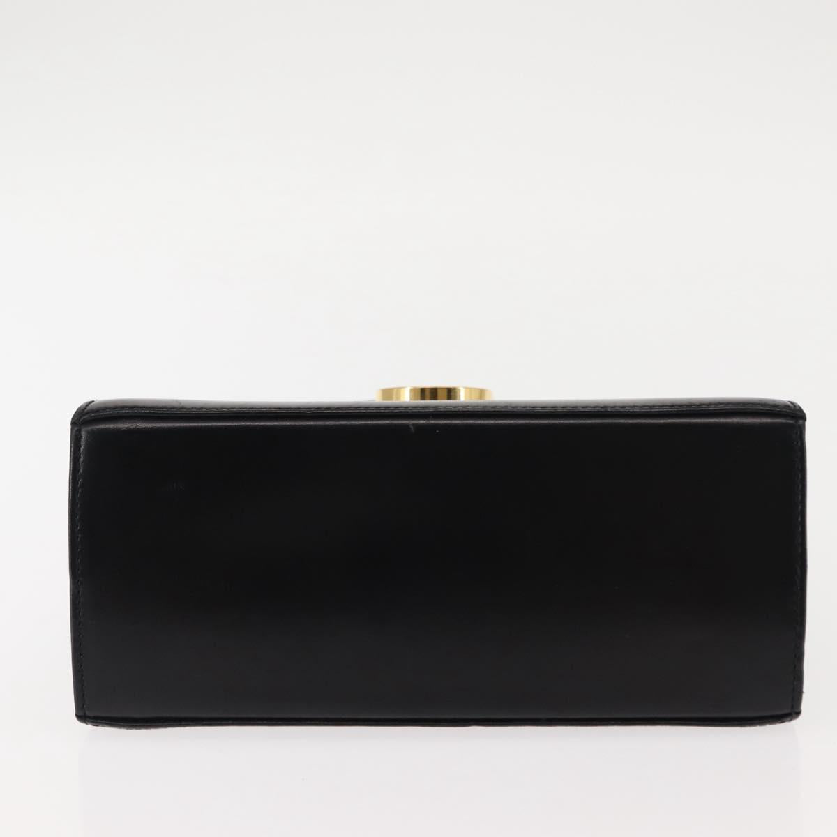 Salvatore Ferragamo Gancini Hand Bag Leather Black Gold Auth 146862