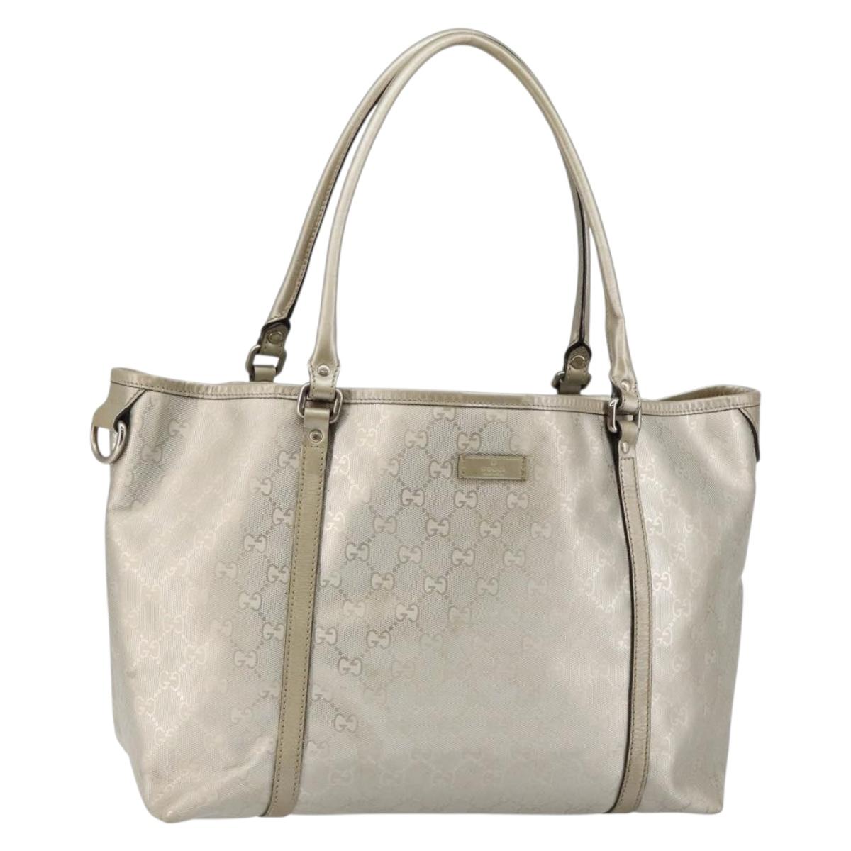 GUCCI GG Implementation Tote Bag Silver 197953 Auth 146864