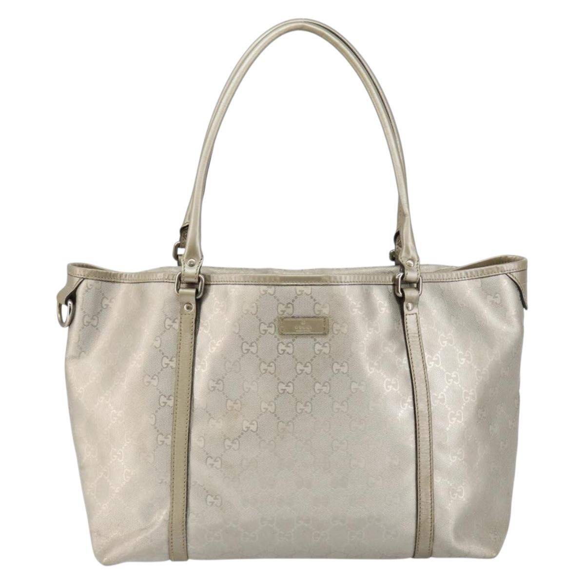 GUCCI GG Implementation Tote Bag Silver 197953 Auth 146864